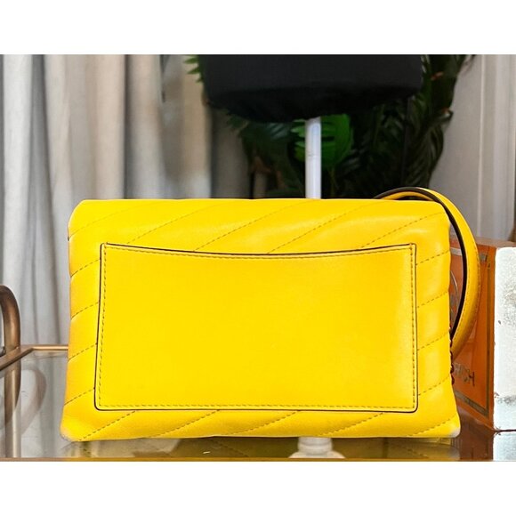 Authentic Tory Burch Yellow Quilted Leather Kira Crossbody - Picture 3 of 14